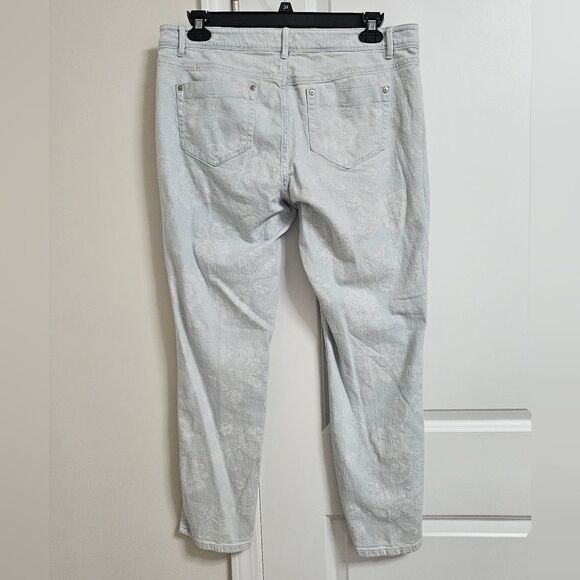 J. Jill Authentic Fit Slim Ankle Floral Print Jeans Womens 14 (35x28) Blue White - Picture 11 of 11